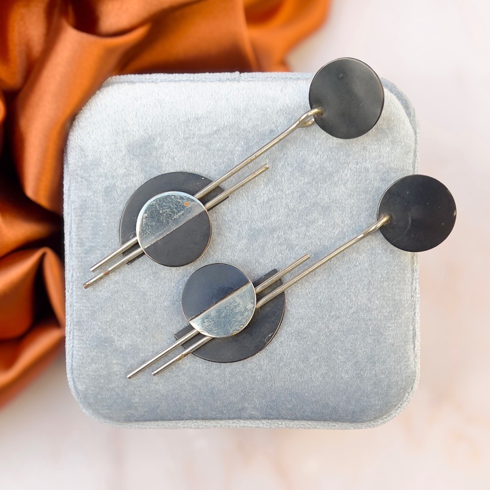 Vintage 1970s Art Deco Style Bauhaus Inspired Drop Earrings